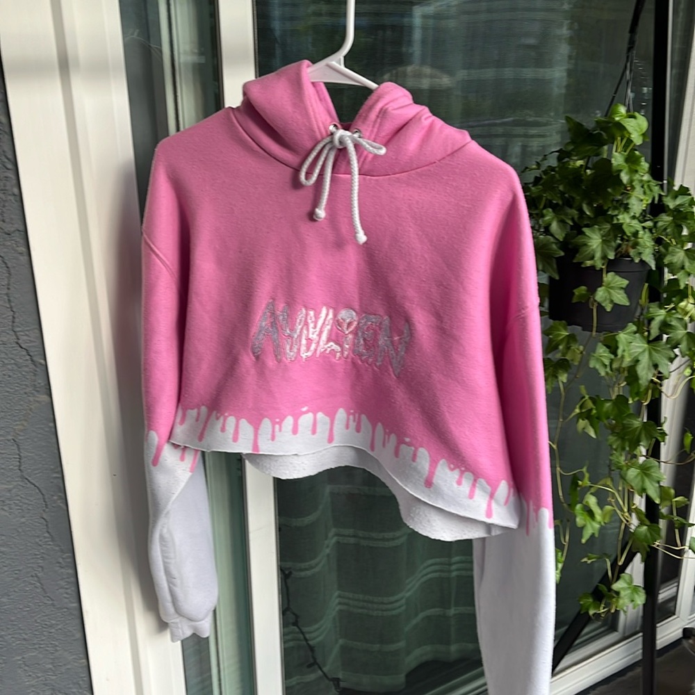 Ayylien XL Cropped Pink Alien Hoodie